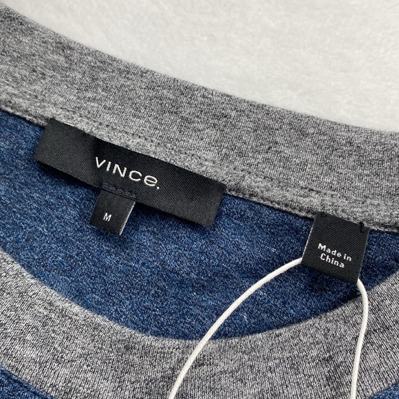 Vince Curved Hem Raglan Baseball Long Sleeve Tee (Gray/Blue) *NWT* - Picture 12 of 16